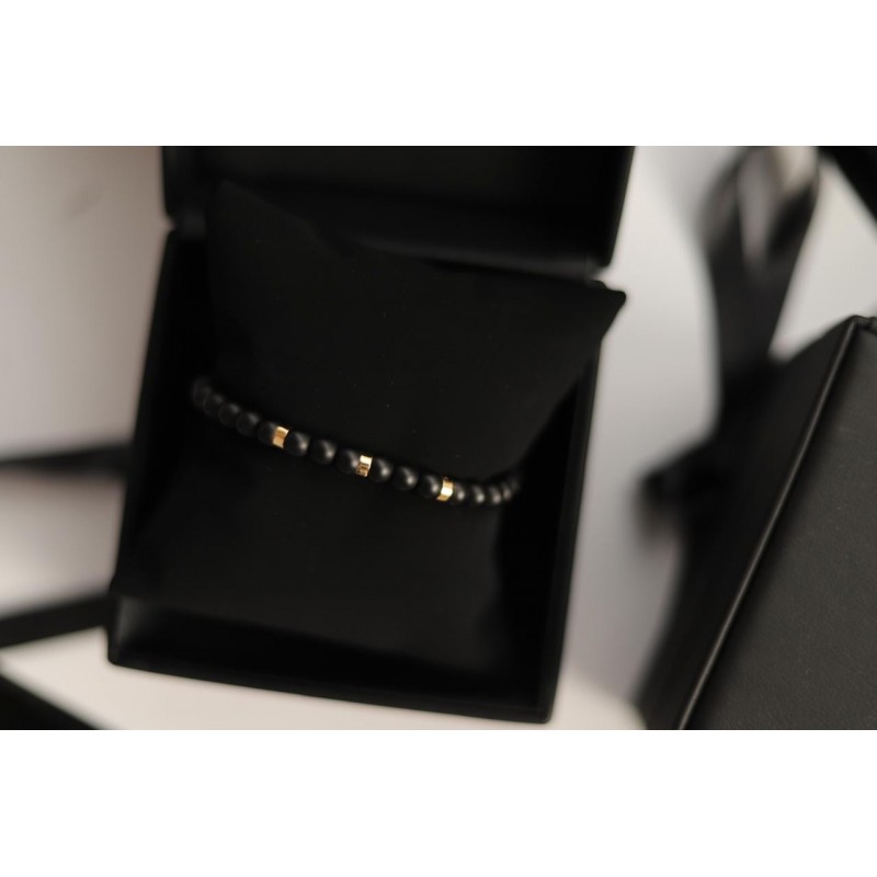 Stone onyx  Matte 6mm Gold Hoops Trio
