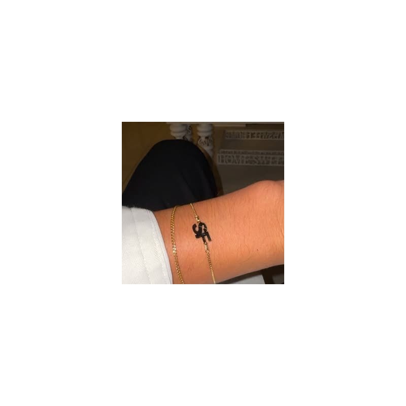 Iniciales Doble cadena Bracelet oro solido 18kt