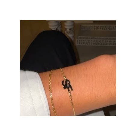 Iniciales Doble cadena Bracelet oro solido 18kt