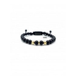 Stone onyx 18kt beads hoop
