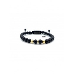 Stone onyx 18kt beads hoop