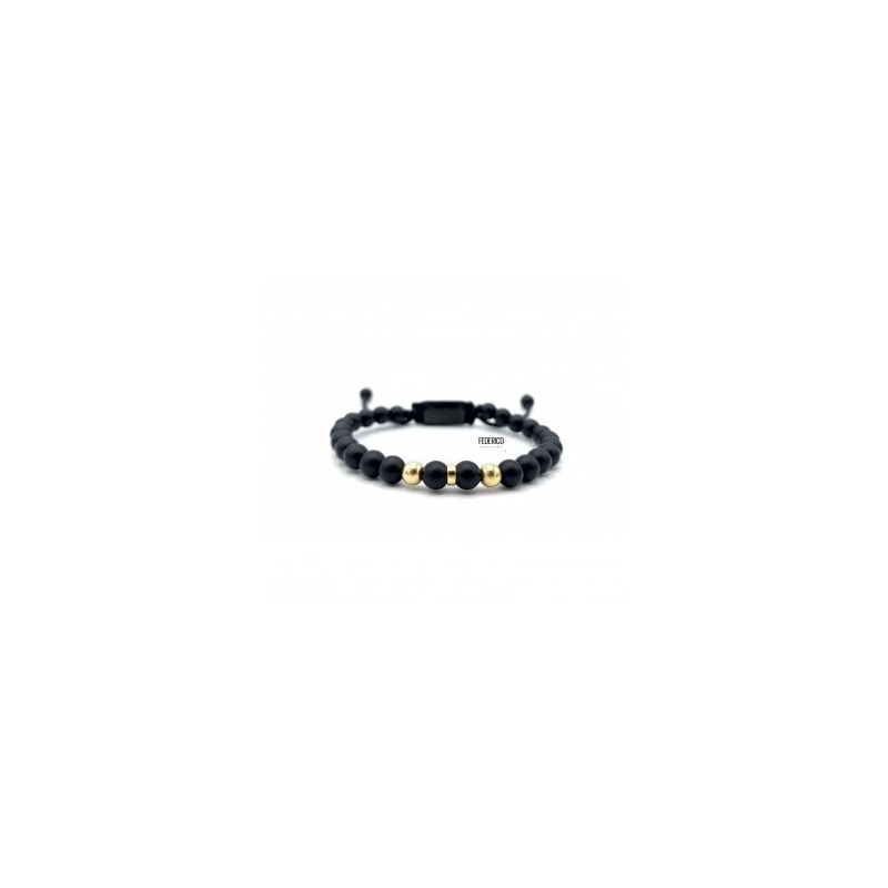 Stone onyx 18kt beads hoop