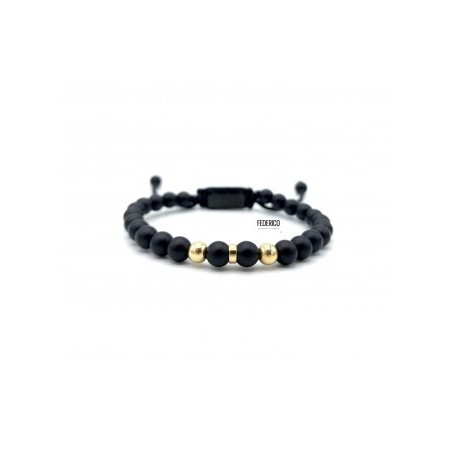 Stone onyx 18kt beads hoop