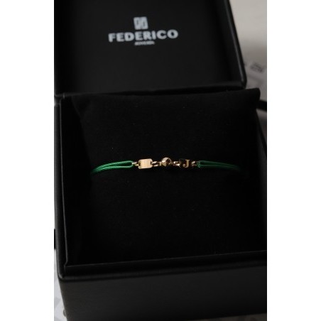 inicial doble eslabón bracalet oro solido 18kt